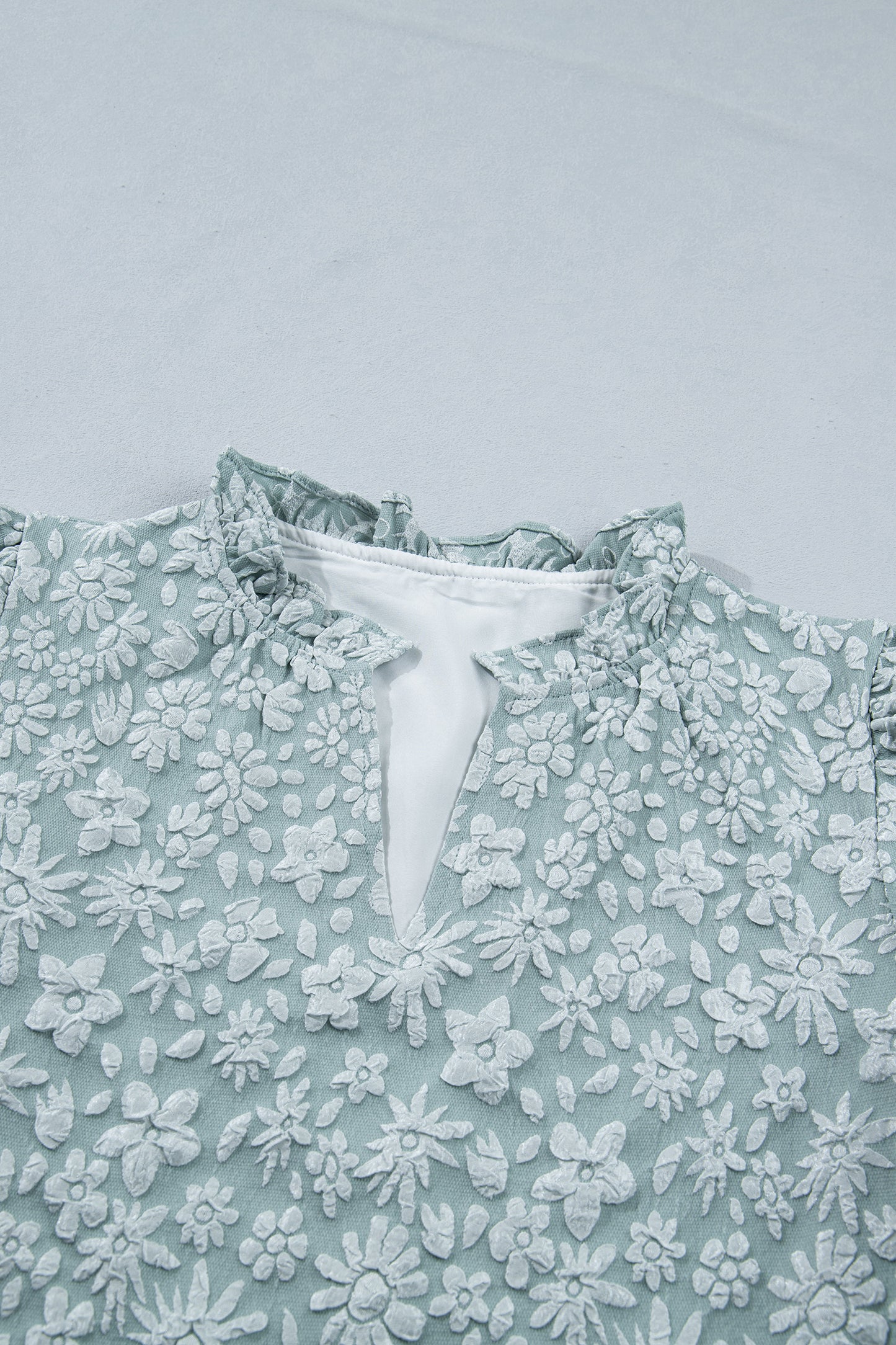 Floral Jacquard Western Blouse Puff Sleeve Top