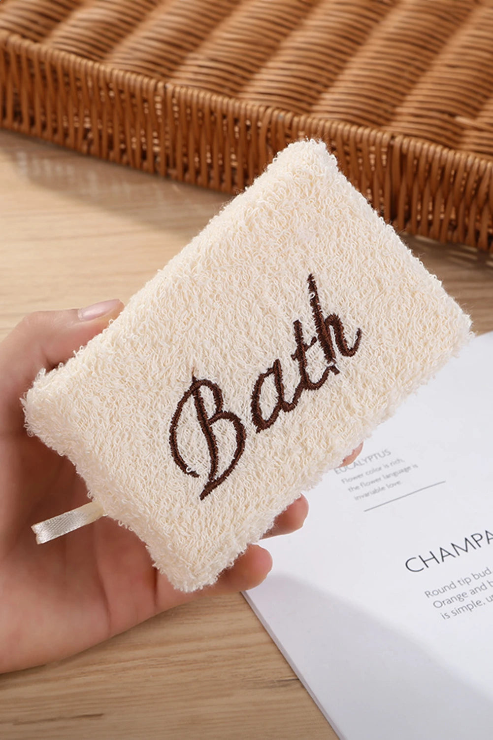 White 1pcs Loofah Sponge Bath Wipe