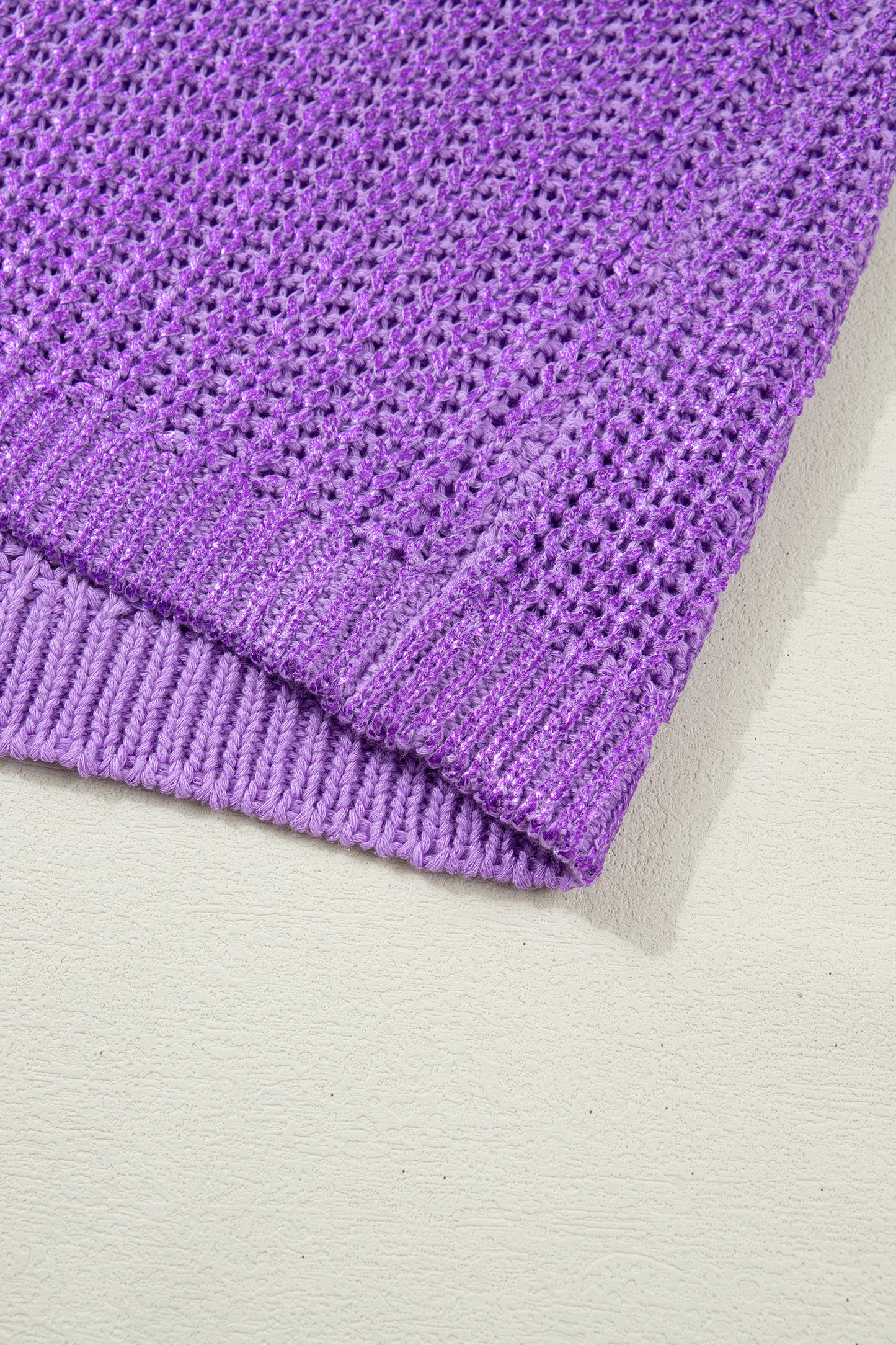 Bright Green Solid Color Knit High Neck Short Sleeve Sweater