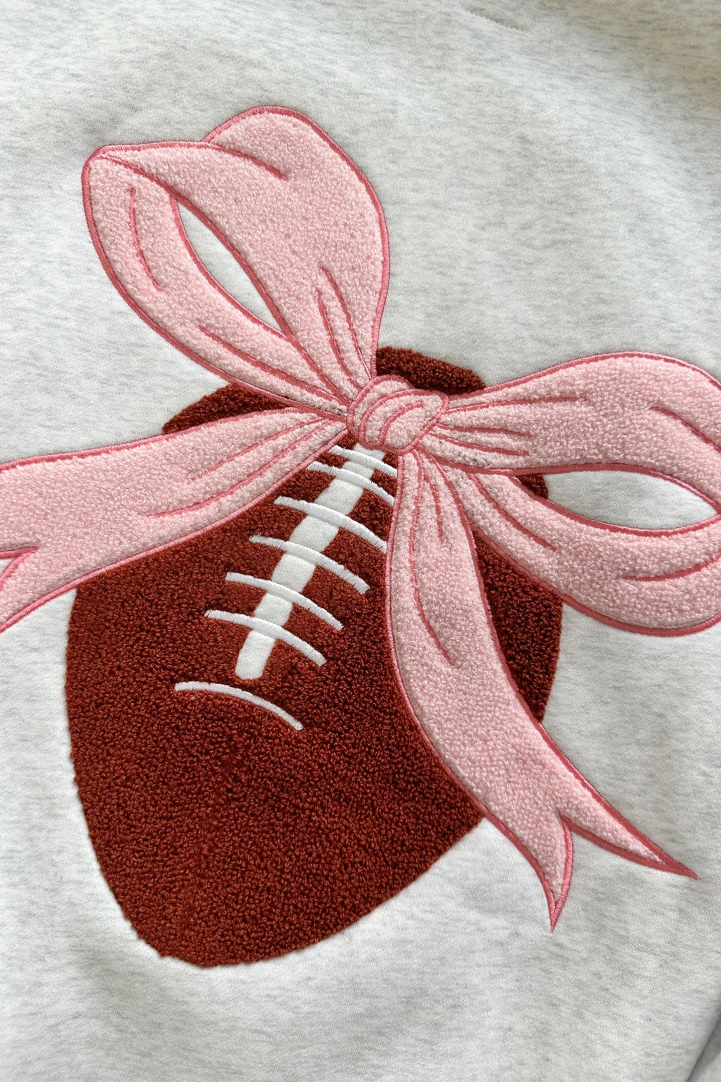 Embroidered Football Bow Back Long Sleeve Tunic Sweatshirt