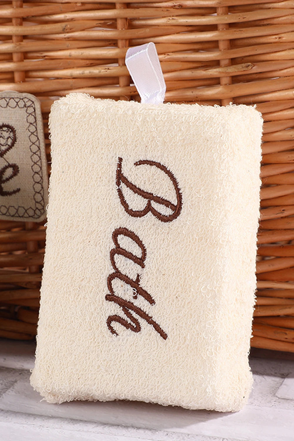 White 1pcs Loofah Sponge Bath Wipe