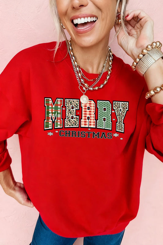Red MERRY CHRISTMAS Graphic Festive Holiday Sweatshirt