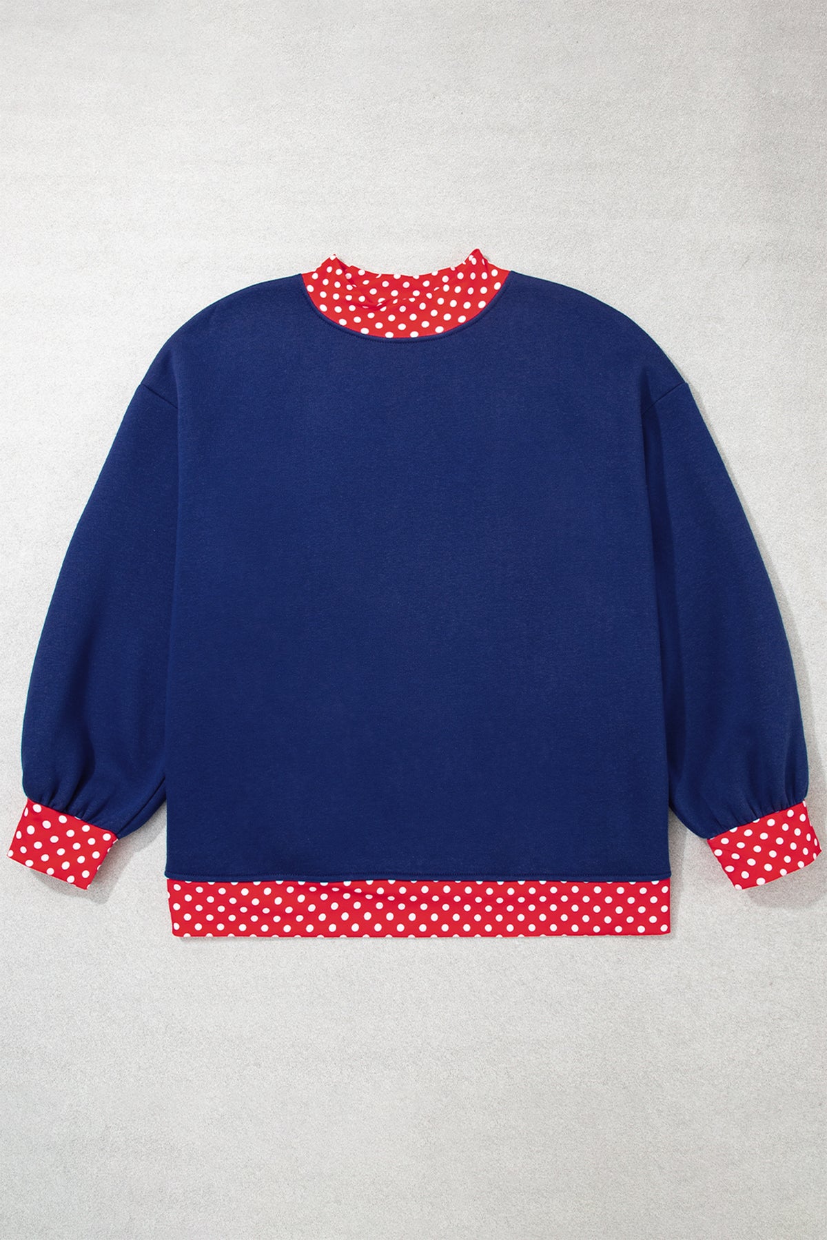 Red Polka Dot Patchwork Round Neck Plus Size Sweatshirt