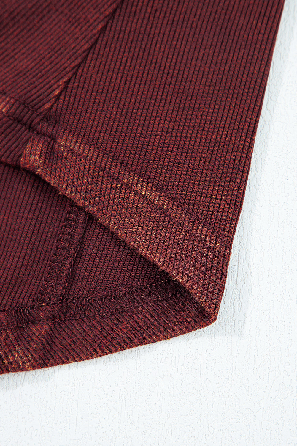 Coffee Exposed Seam Ribbed Long Sleeve Top