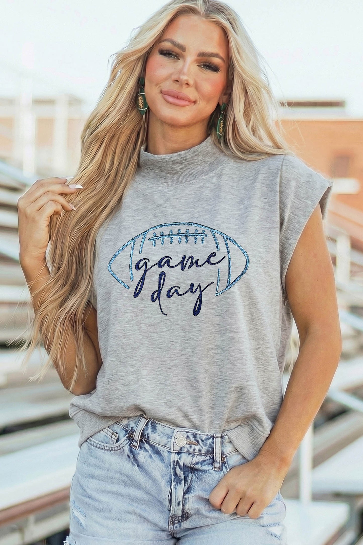 Game Day Cotton Graphic Tee Casual Football Fan Top