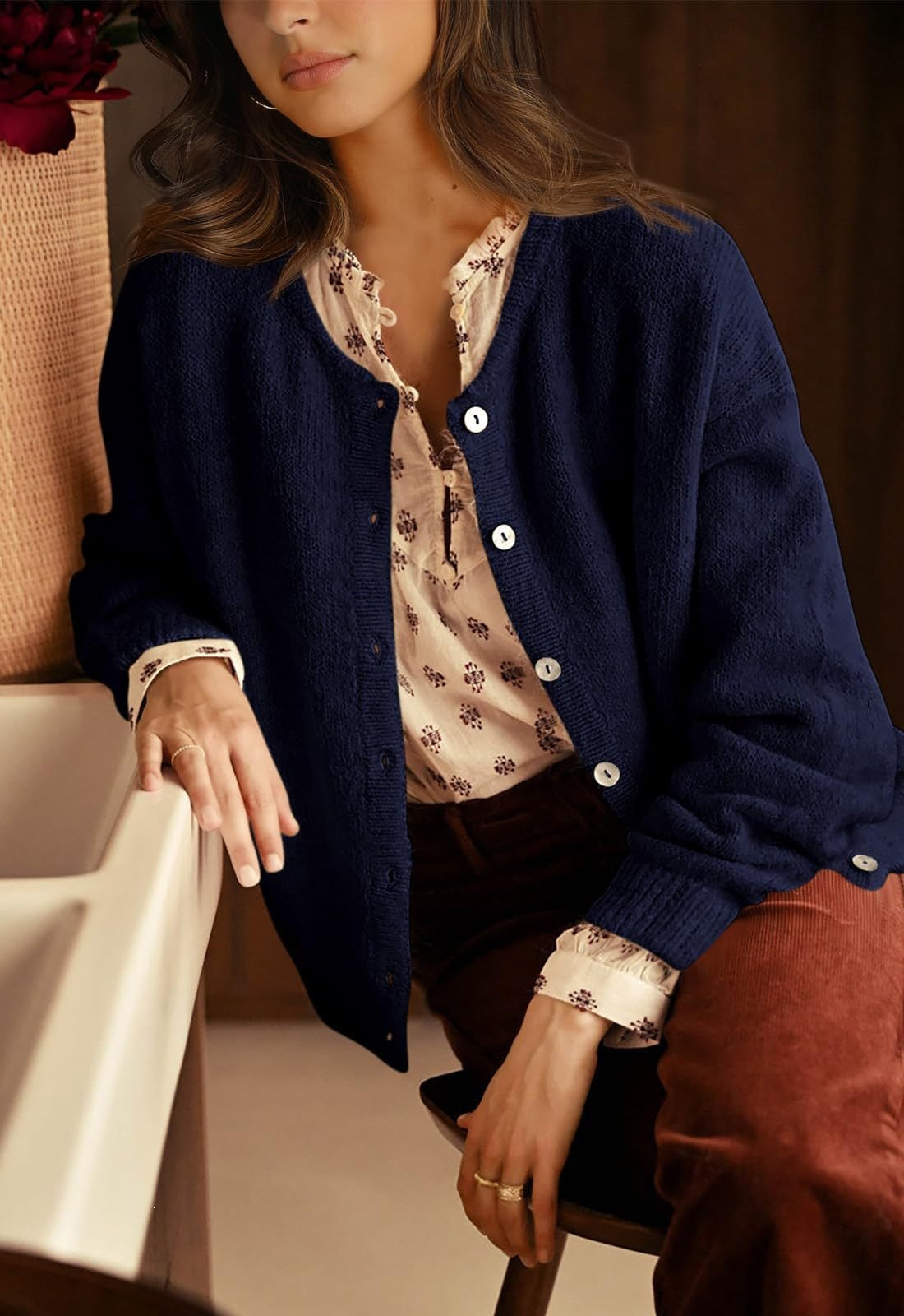 Textured Knit Button Front Cozy Cardigan