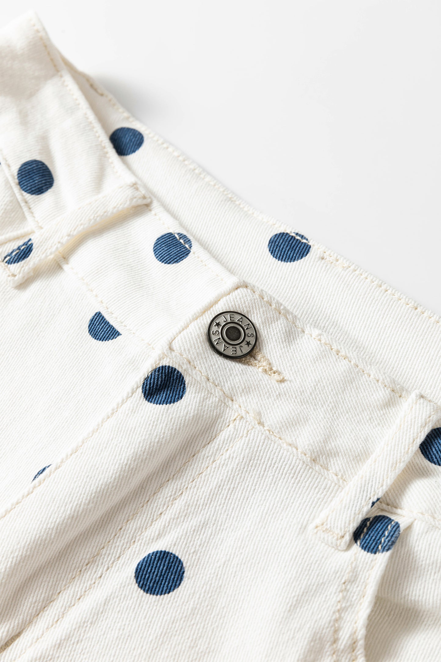 Polka Dot Cotton Jeans Casual High Waist Wide Leg