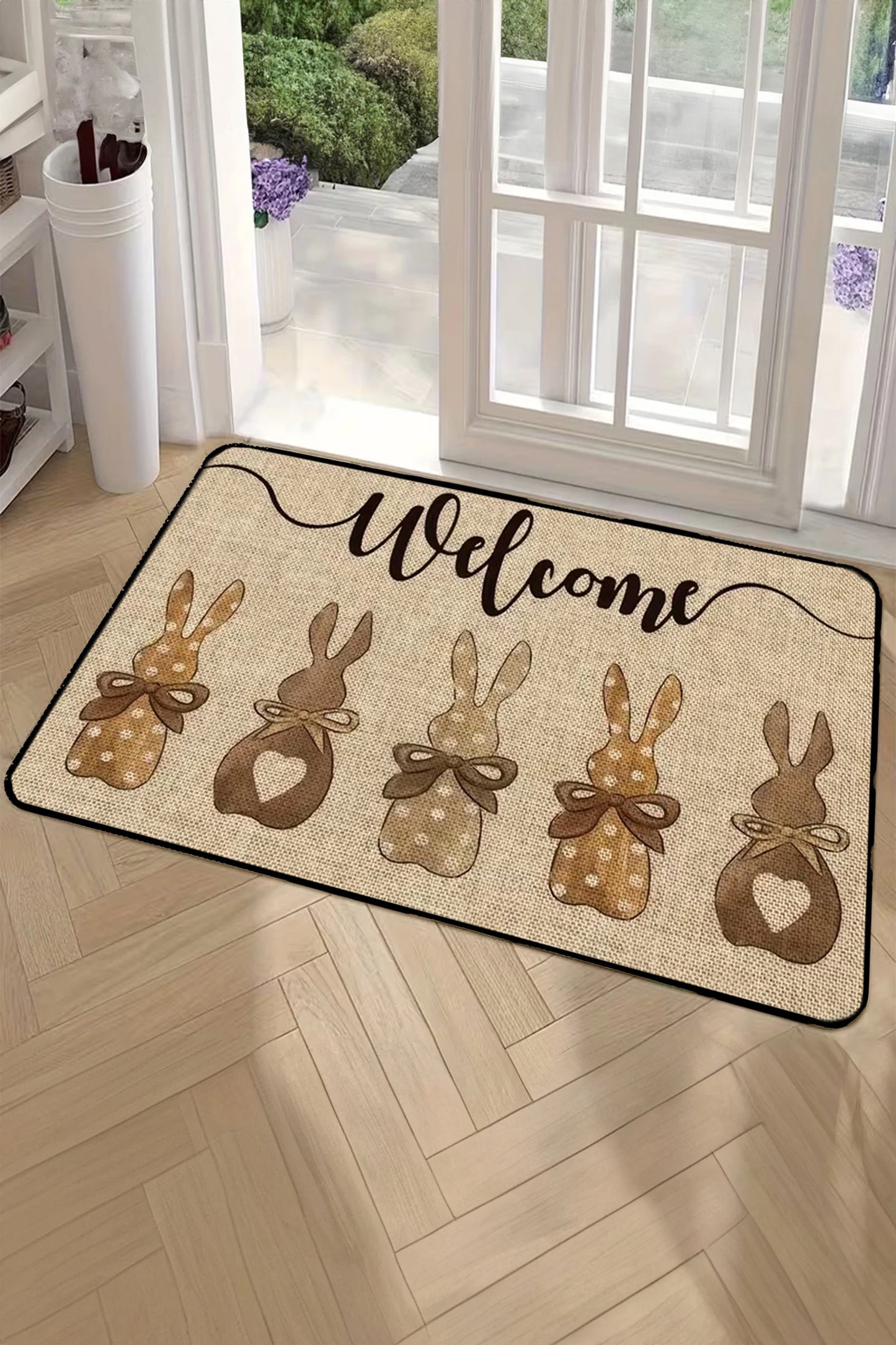 shop similar  Light French Beige Easter Themed Rabbit Welcome Doormat