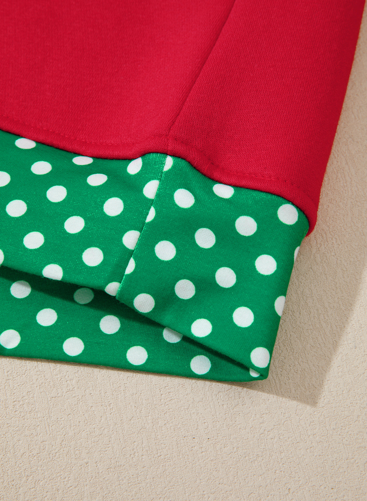 Red Polka Dot Patchwork Round Neck Plus Size Sweatshirt