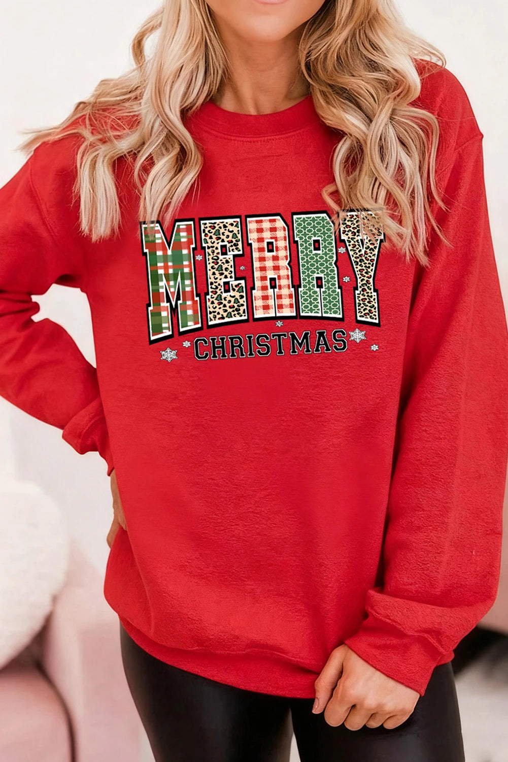 Red MERRY CHRISTMAS Graphic Festive Holiday Sweatshirt