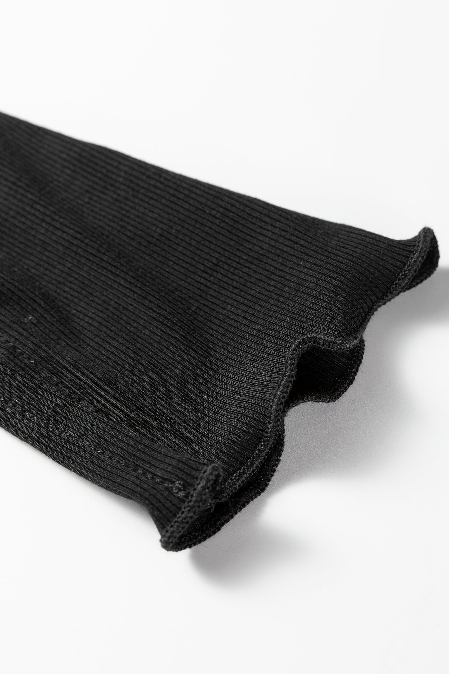 Black Sheer Lace Long Sleeve Slim Henley Top