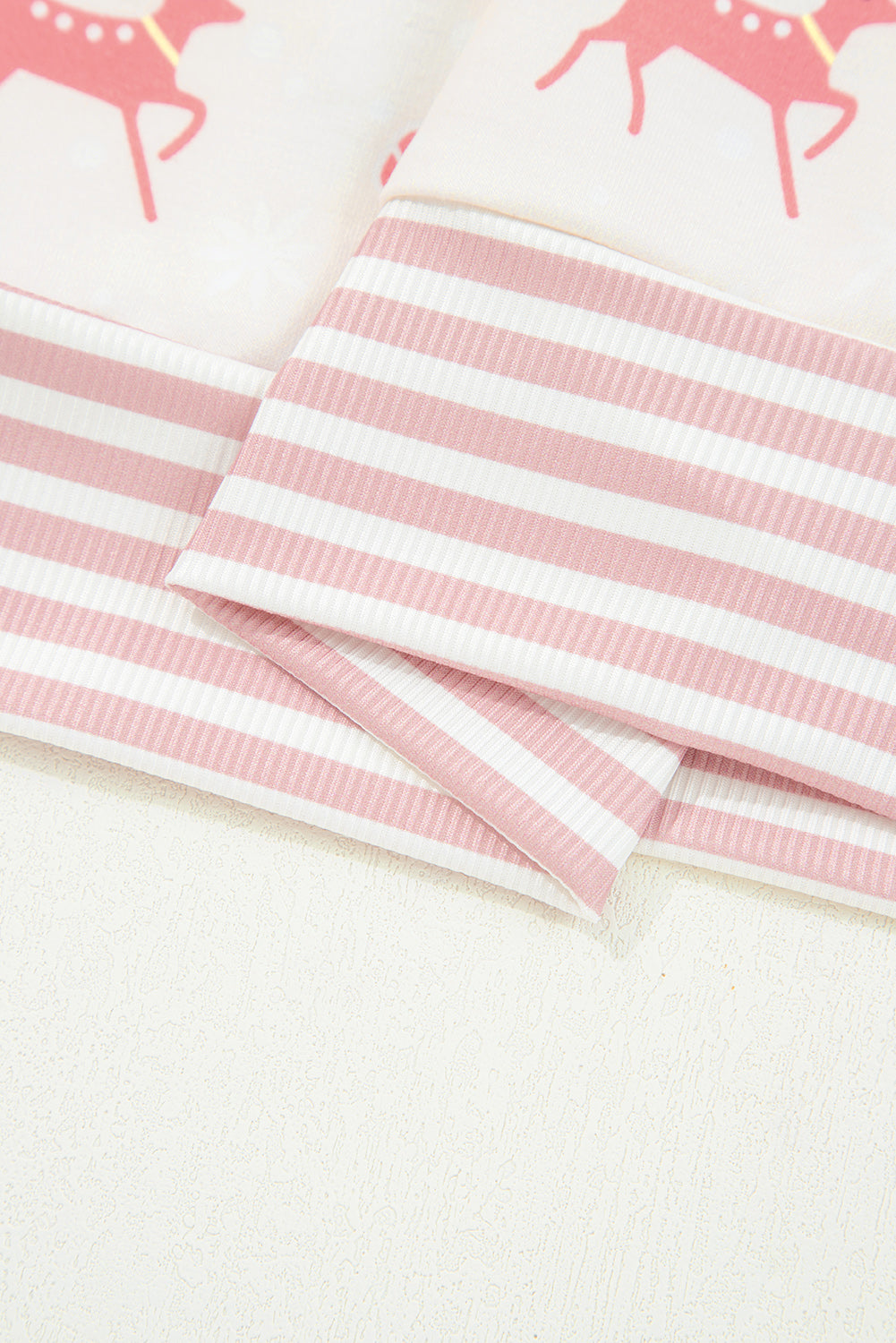 Green Bow Christmas Tree Print Contrast Striped Banding 2pcs Lounge Set
