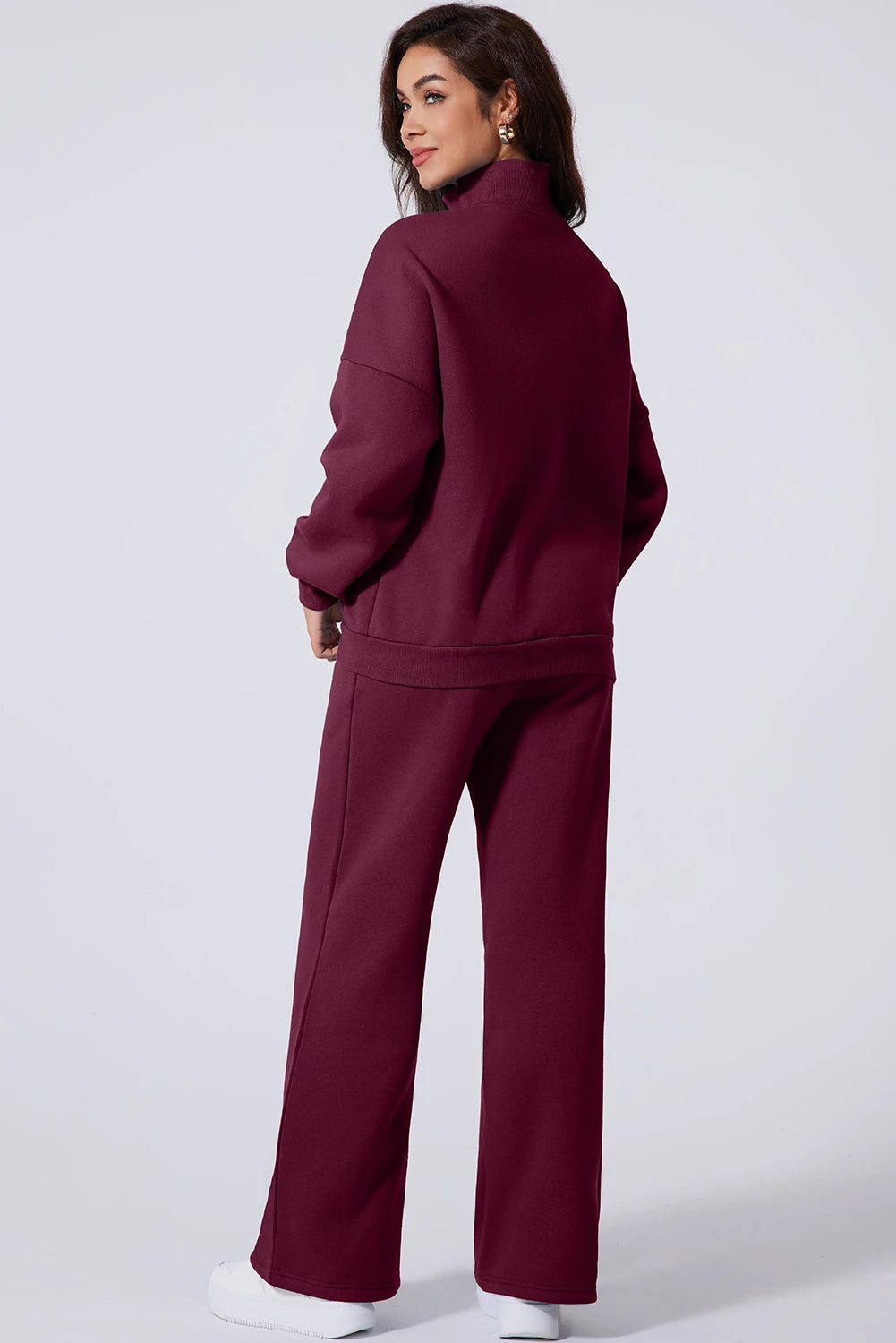 Black Drop Shoulder Zip Up Jacket Drawstring Pants Active 2pcs Set