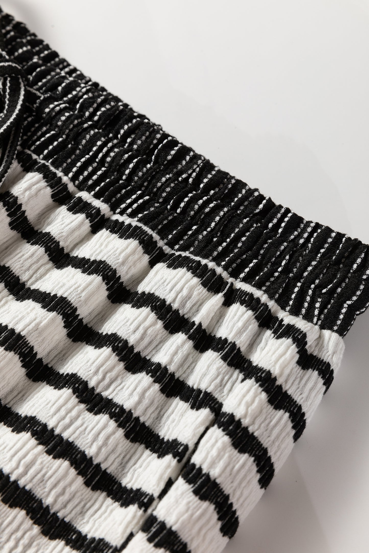 Khaki Stripe Collared Pullover Top and Drawstring Pant Set