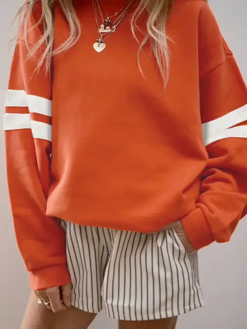Evergreen Varsity Striped Detail Drop Shoulder Oversized Sweatshirt