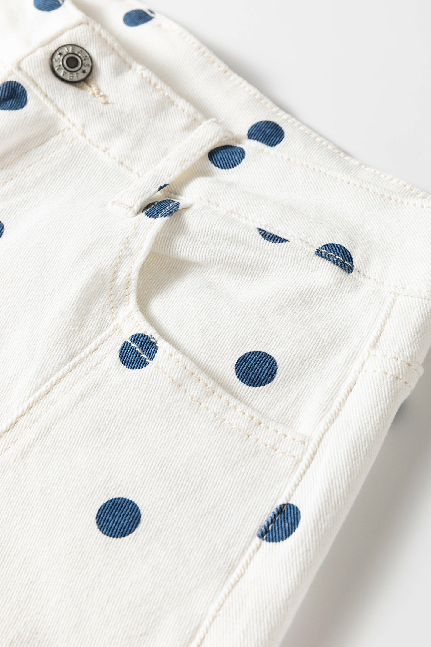 Polka Dot Cotton Jeans Casual High Waist Wide Leg