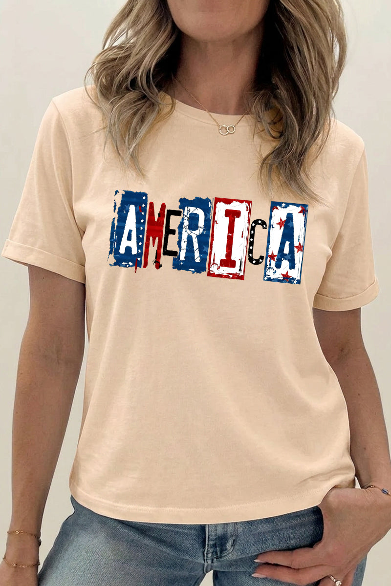 America Graphic Independence Day Vintage Patriotic Tee