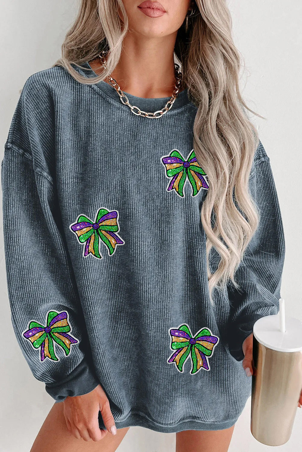Mardi Gras Carnival Bow Graphic Pullover
