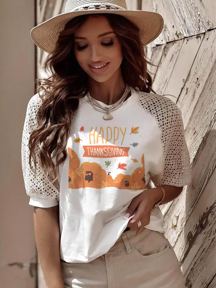 Autumn Thanksgiving Pumpkin Happy Holiday Graphic Tee