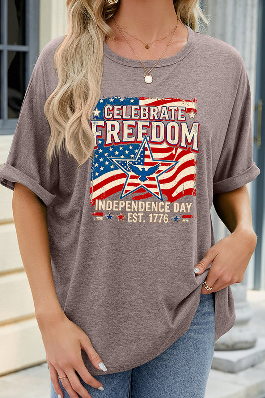 Patriotic Graphic Oversized Independence Day Freedom Tee