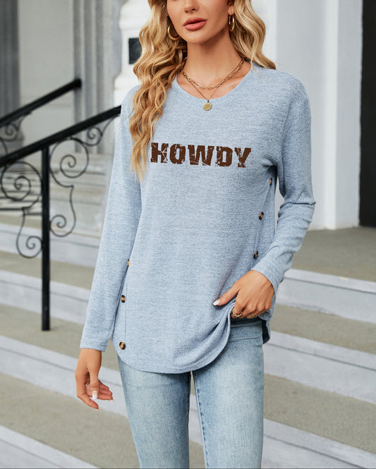 Western Howdy Graphic Long Sleeve Top