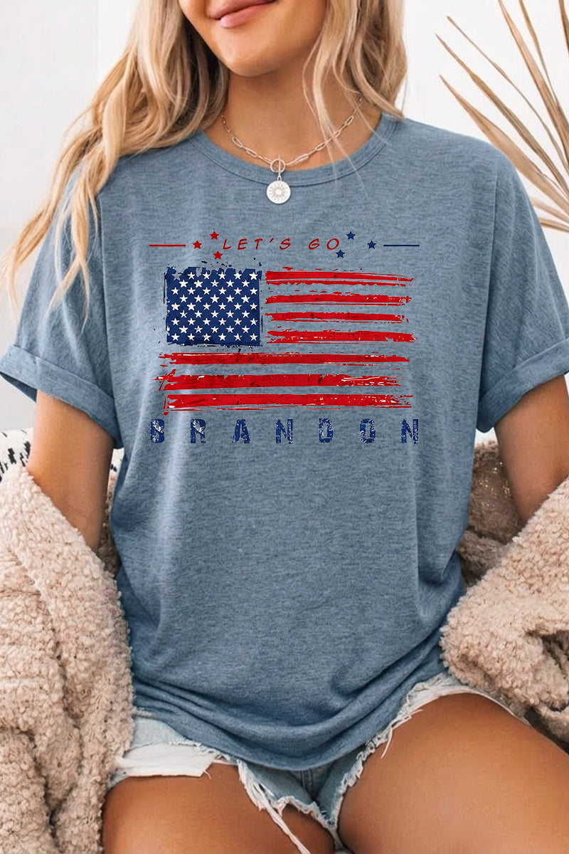 Patriotic Graphic Tee Oversized USA Flag Casual Top