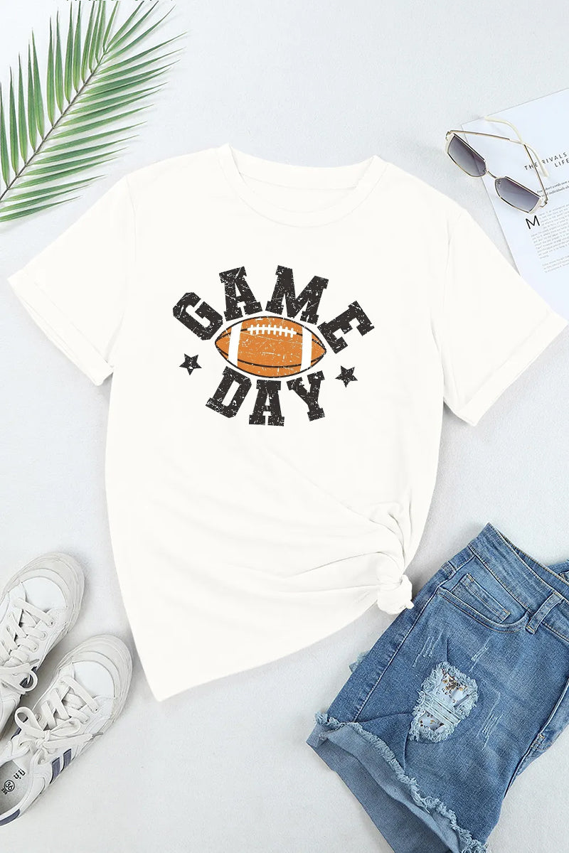 Vintage Football Game Day Tee Women Casual Sport Shirt