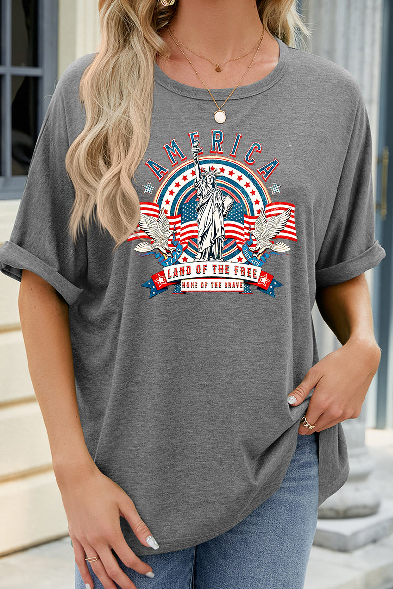 Patriotic Graphic Oversized Fourth of July America Tee