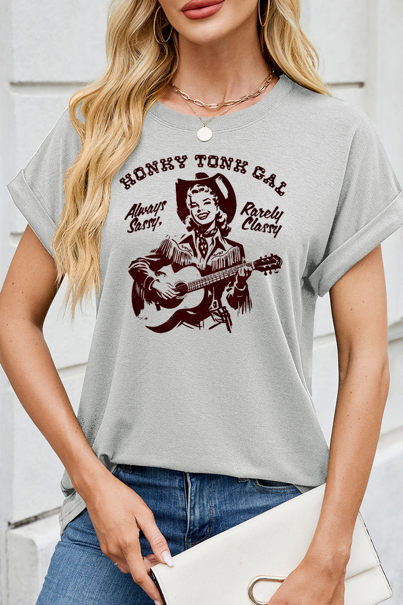Vintage Cowgirl Western Graphic Loose Fit Tee Grey