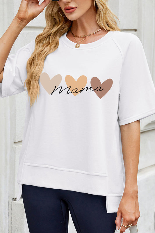 Minimalist Mama Heart Graphic Tee Mother's Day Gift Top