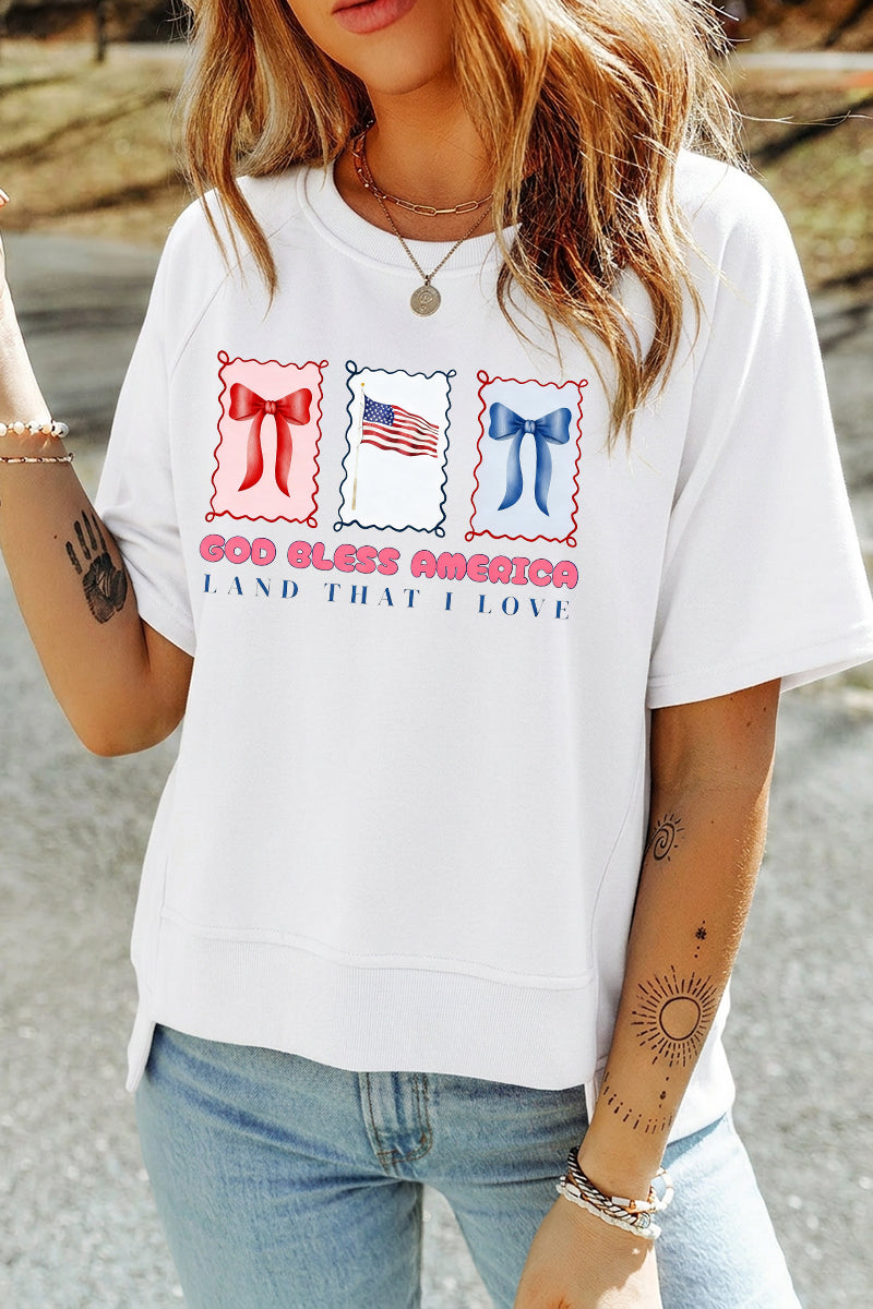July 4th USA Flag Graphic T Shirt Women Casual
