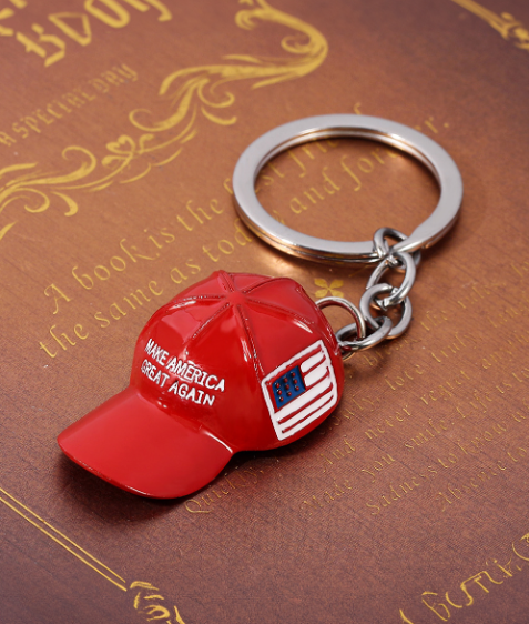 Fiery Red Make America Great Again Cap Pendant Keychain