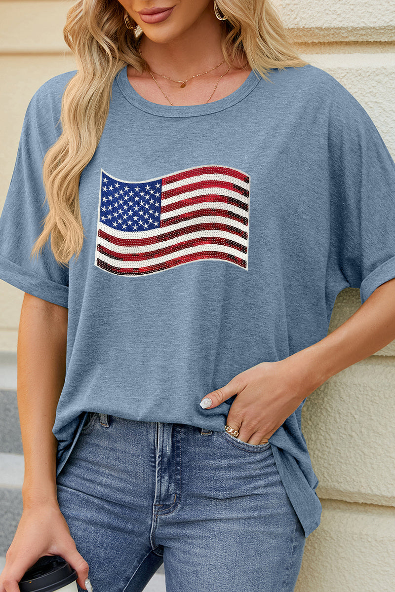 American Flag Graphic Tee Fourth of July Casual Patriotic T Shirt
