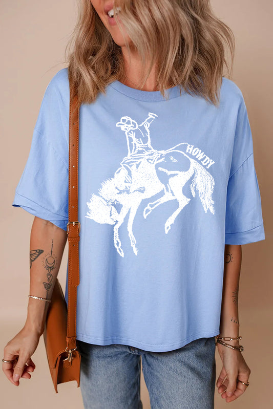 Western Cowgirl Horse Graphic Oversized Tee
