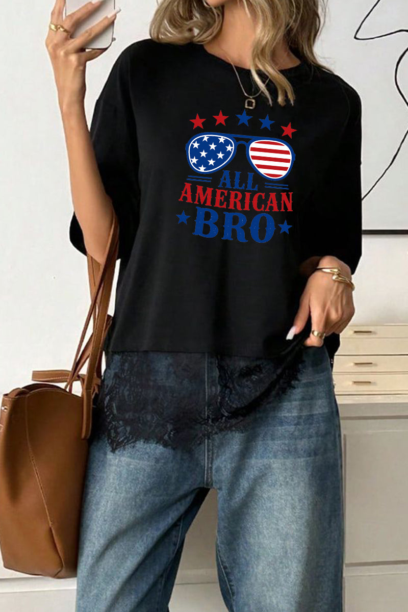 Patriotic Polyester Tee All American Bro 4th July Top