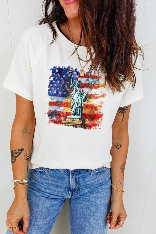 4th of July Statue of Liberty Flag Patriotic Graphic Tee