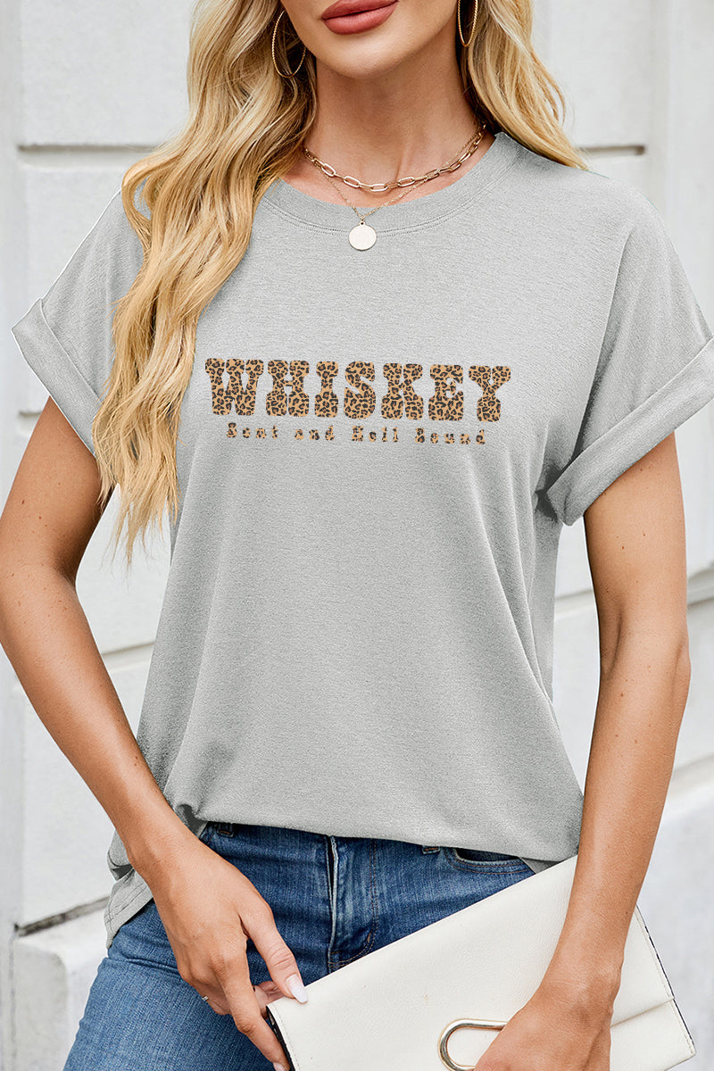 Whiskey Leopard Graphic Tee Western Country Shirt