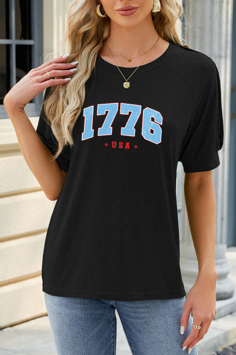 1776 Graphic Rayon Tee Boutique Patriotic Independence Day Top