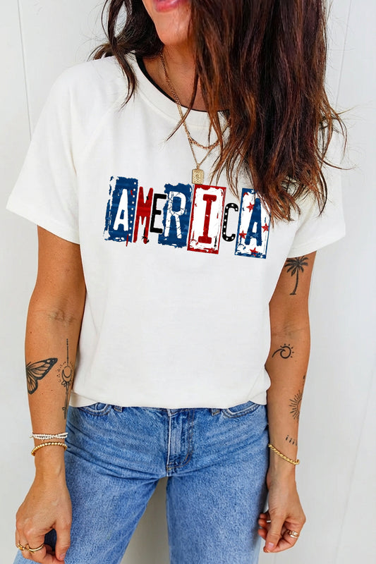 4th of July Vintage America Letter Patriotic Tee
