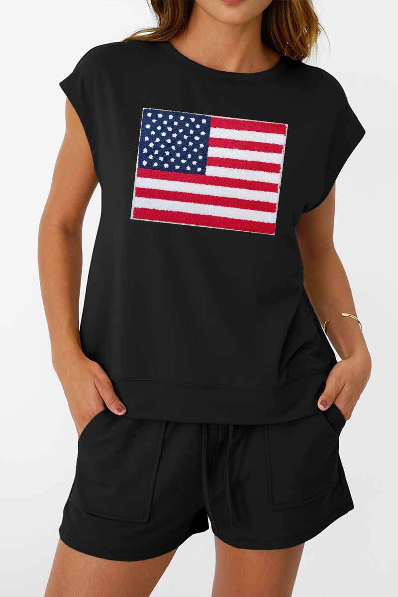 Stars Stripes Tee Shorts Set Patriotic Summer Outfit Independence Day