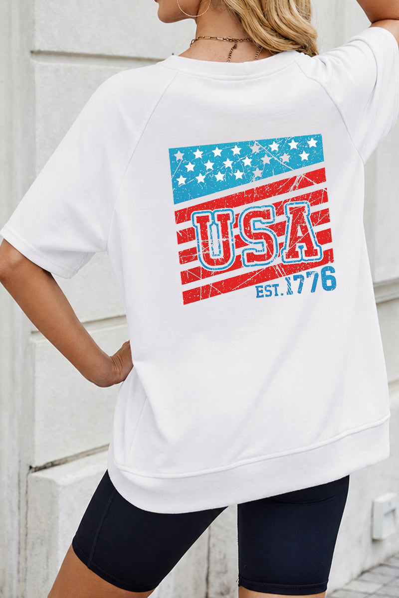 Oversized USA Back Print Fourth of July Tee