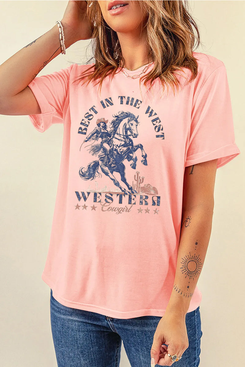 Western Cowboy Horse Graphic Tee Vintage Rodeo T Shirt