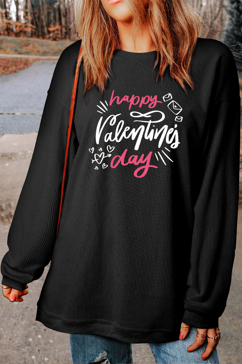 Happy Valentine’s Day Corduroy Oversized Sweatshirt