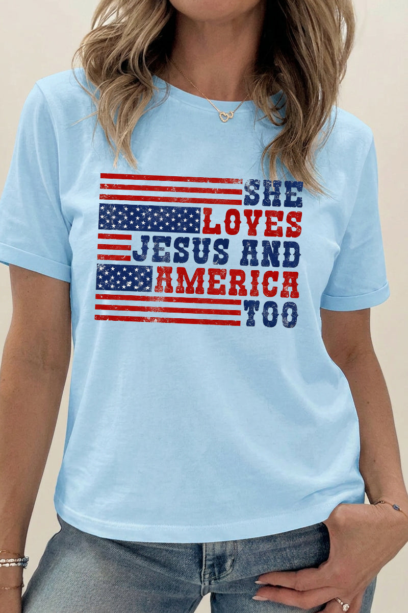 American Flag Cotton Graphic Tee Patriotic Boutique Top