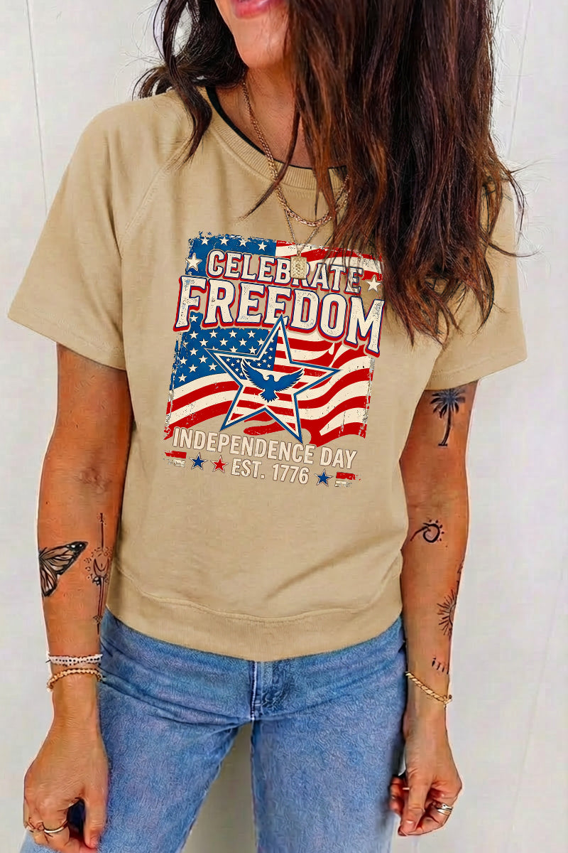 Patriotic Freedom USA Flag 4th of July Graphic Tee