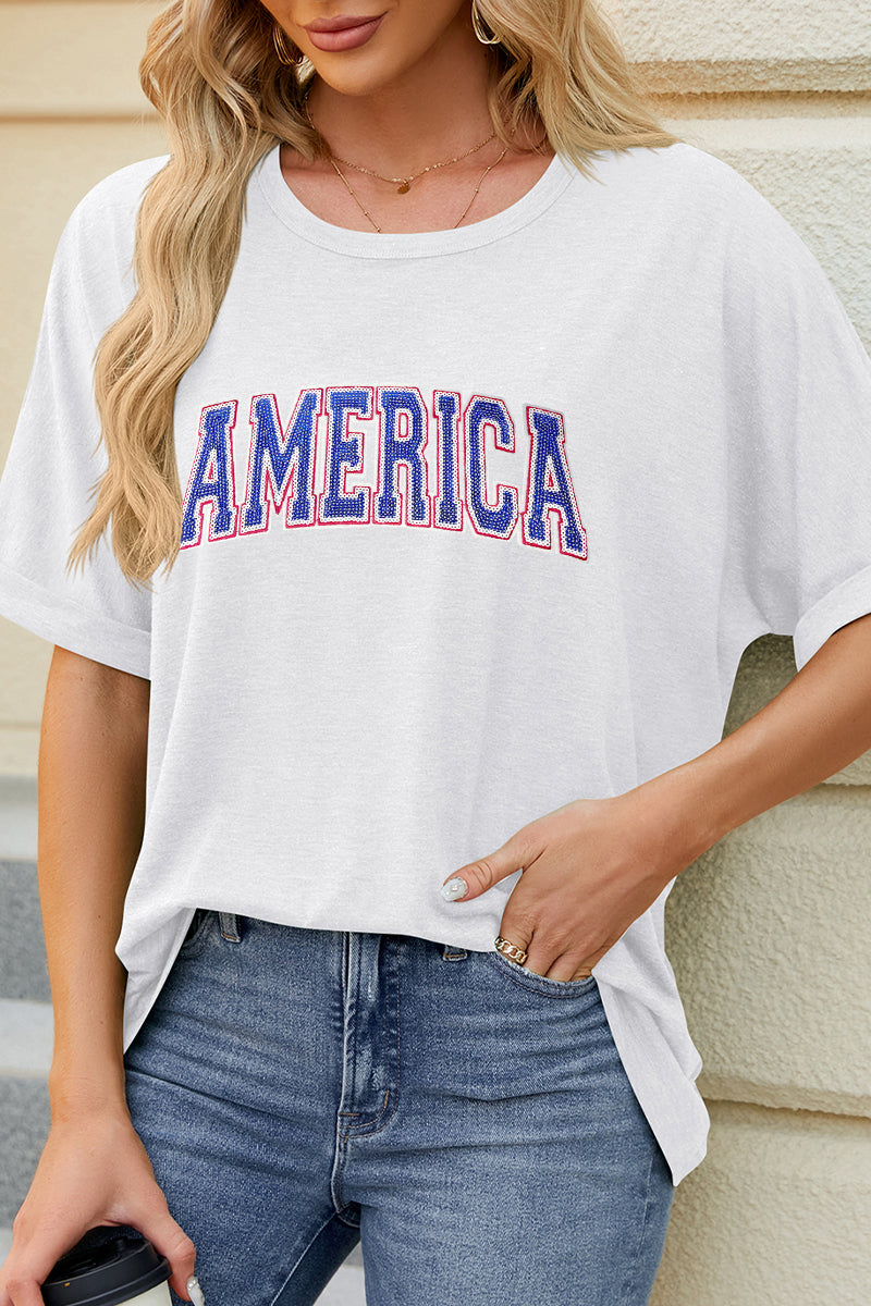 USA America Graphic Loose Fit Short Sleeve T Shirt