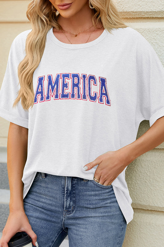 USA America Graphic Loose Fit Short Sleeve T Shirt