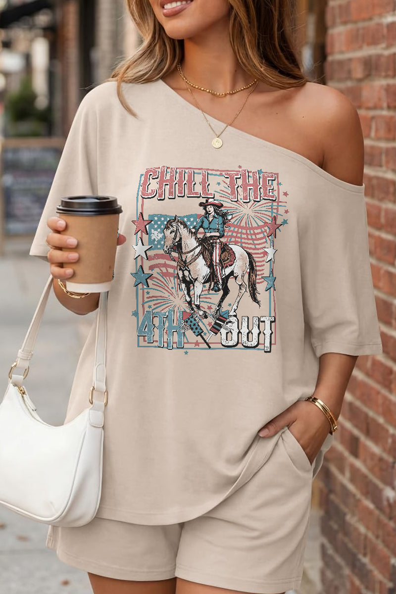 Chill The 4th Out Graphic Lounge Shorts Set Women