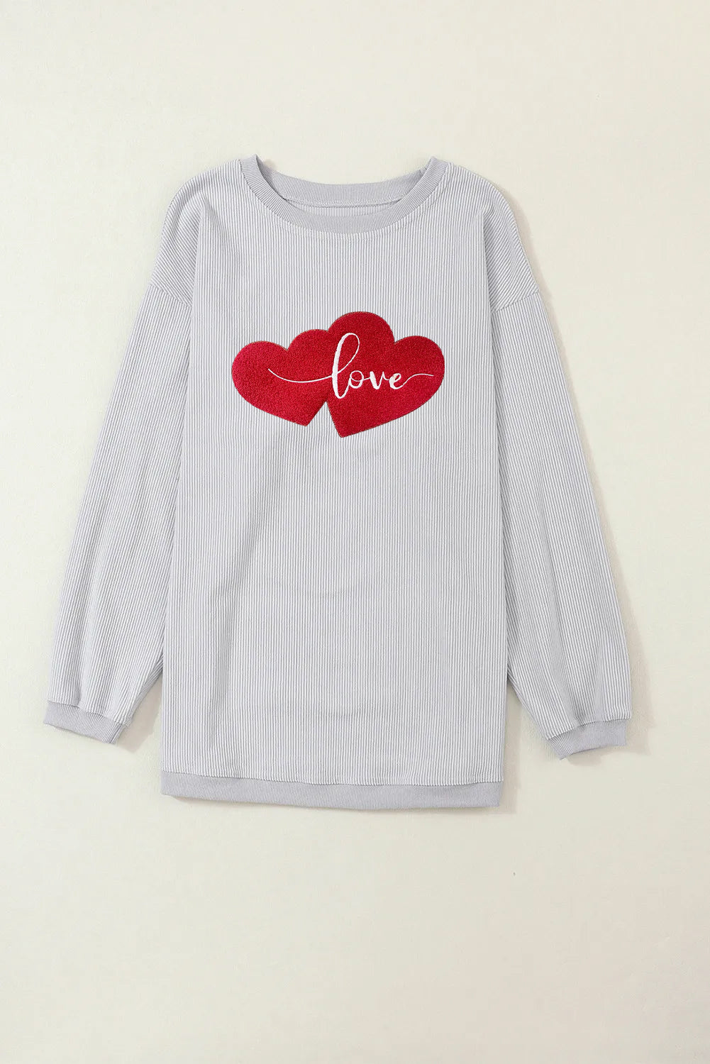 Women’s Oversized Love Heart Corduroy Sweatshirt Valentine