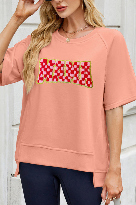 Retro Checkered Mama Graphic Tee Mother's Day Gift Top
